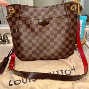 Louis Vuitton Brown Damier Ebene Crossbody with Red Strap